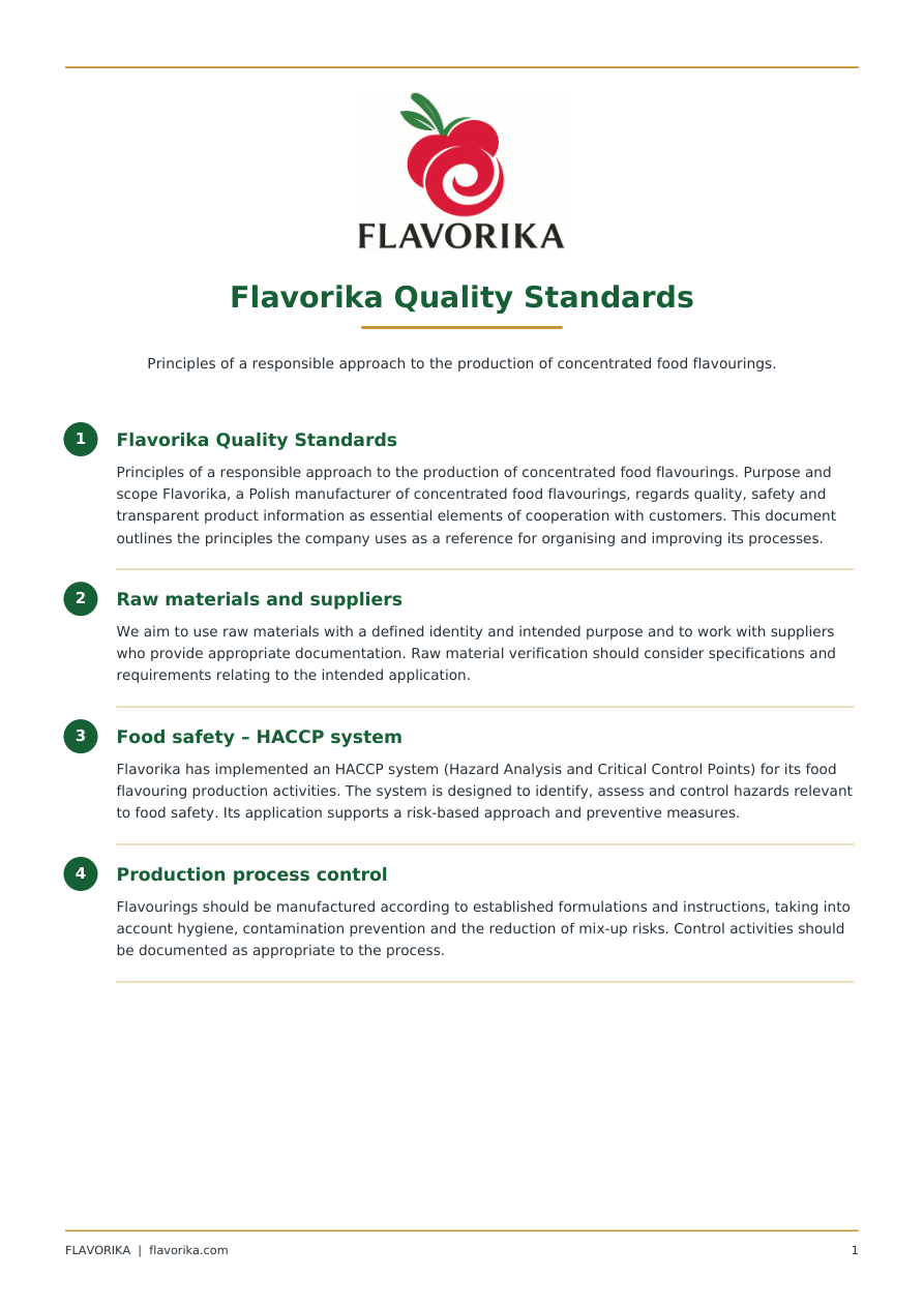 Quality standards and HACCP